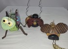 Three Primitive Looking Wood and Metal Bugs Garden Outdoor Decor