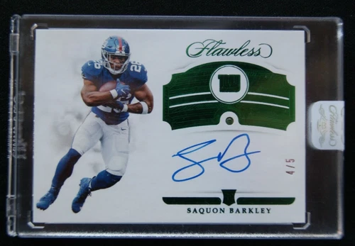 2018 Panini Flawless Rookie Gems Emerald Saquon Barkley Auto - Rare HTF # 4/5