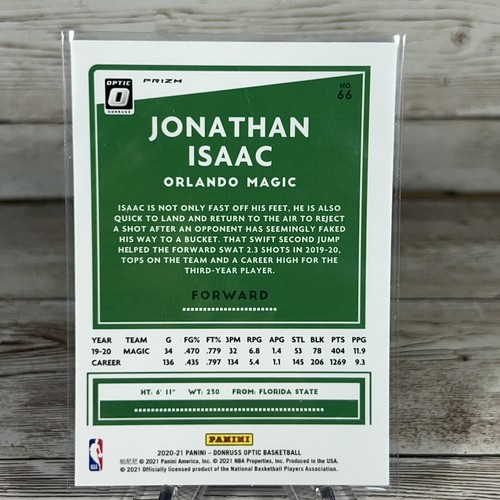 Jonathan Isaac 2020-21 Donruss Optic Purple Shock Prizm Basketball #66 Magic - Bild 2 von 2