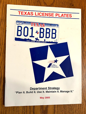 May 2005 Department Strategy Texas License Plates Booklet TDOT | eBay