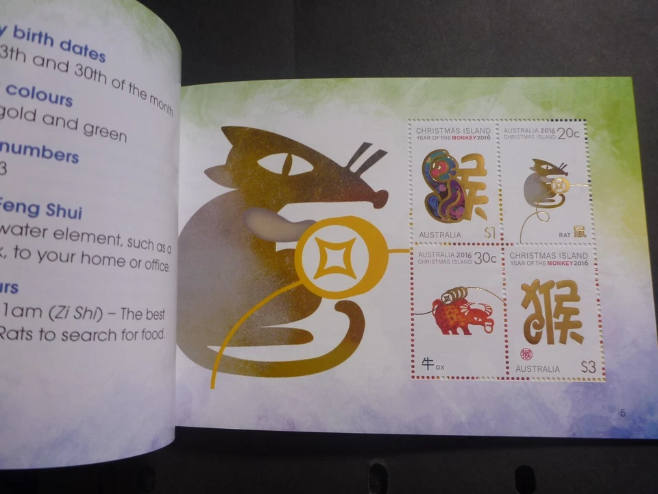 Christmas Is. Престижные мини-листы марок 2016 год обезьяны буклет как новые - Изображение 3 из 4