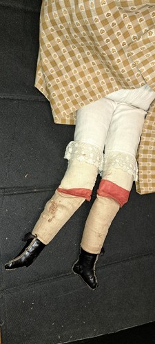 Vintage Wax Papier Mache Head Doll GRAND Size 31" Hand Stuffed Straw Americana - Picture 5 of 23