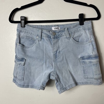 YMI Dream Womens Authentic Denim Jean Shorts Size 7/28 Stretch Y2K Cargo Pockets