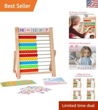 10-Row Wooden Abacus with Beads, Cards  Counting Sticks - Math Skills at Play