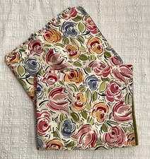 Lot of 2 Pillow Shams Standard Multicolor Floral Stripe Button Back "Match"