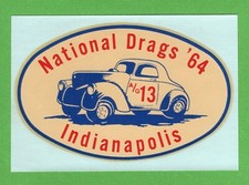 Vintage Original 1964 National Drags 40 Willys Gasser Water Decal Art Nice