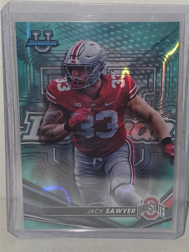 2022-23 Bowmans Best University -Jack Sawyer #33 Aqua Refractor /199 Ohio St
