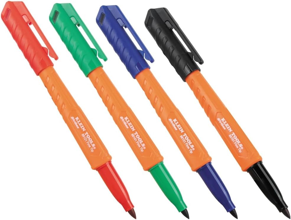 4-Pack 861914 Skribes Fine Tip Permanent Markers, Assorted Colors, Hard Hat