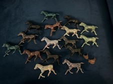 Vintage REL Marx Ajax Hard Marbled Plastic Horses Calvary Multicolor Lot of 16