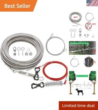 Secure 50ft Tie Out Cable for Dogs - Heavy Duty, Easy Installation Safety