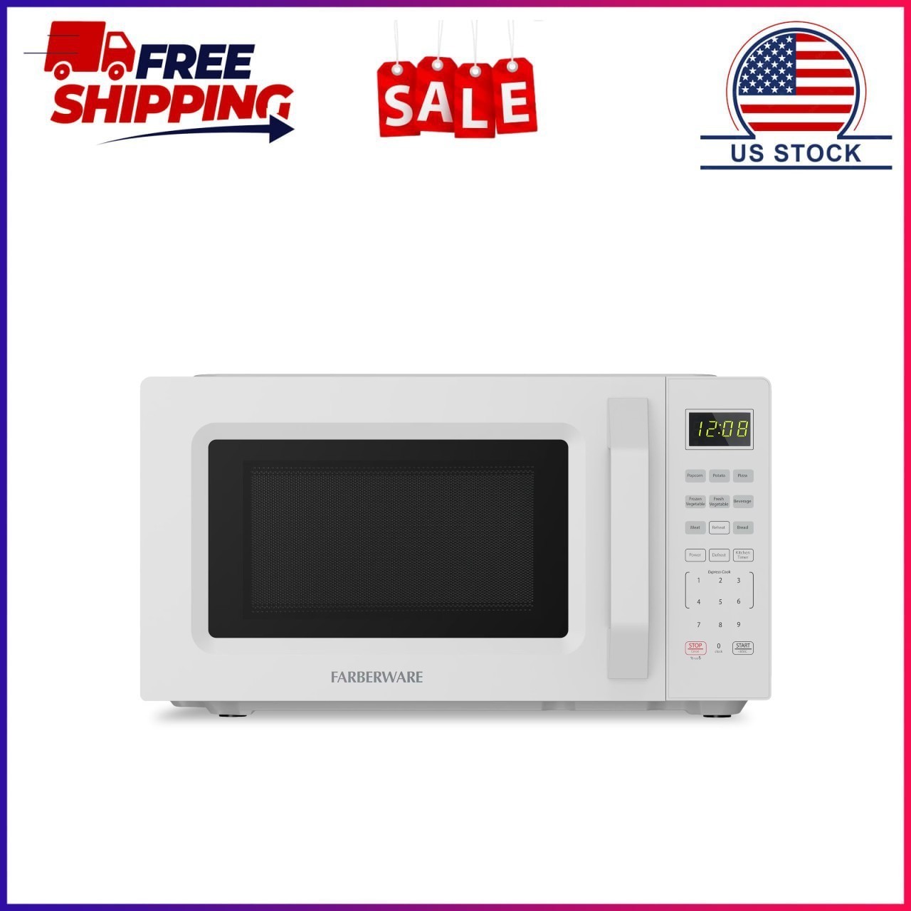 Farberware 700-Watt Compact Countertop Microwave Oven – 0.7 Cu. Ft., White