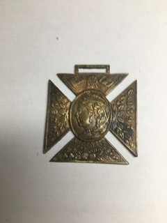 White metal medallion celebrating the 60 years of Victoria on the British Throne