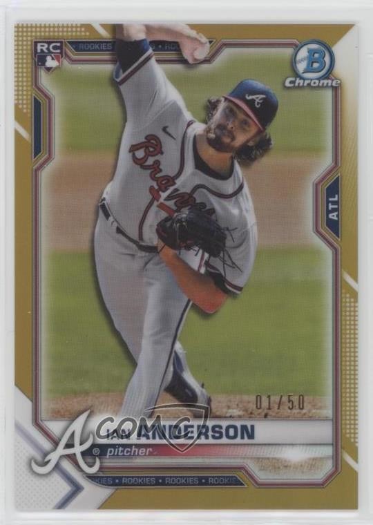 2021 Bowman Chrome Gold Refractor 1/50 Ian Anderson #76 Rookie RC h6c