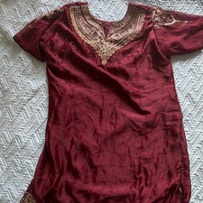 Red Embroidered Women's Kurta with Gold Detailing, Kurtas/Kurti Style