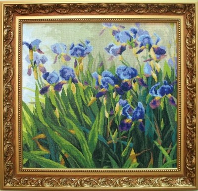 Cross Stitch ''Irises''. Embroidery Kit. Unprinted Сanvas Charivna Mit