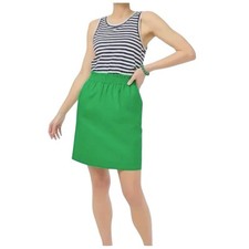 J. Crew Skirt Linen Cotton Pull On Scalloped Hem Elastic Waist Preppy Sz 12