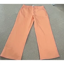 Blair Peach Orange Wide Leg Cropped Jeans Pants Womens Size 14PS