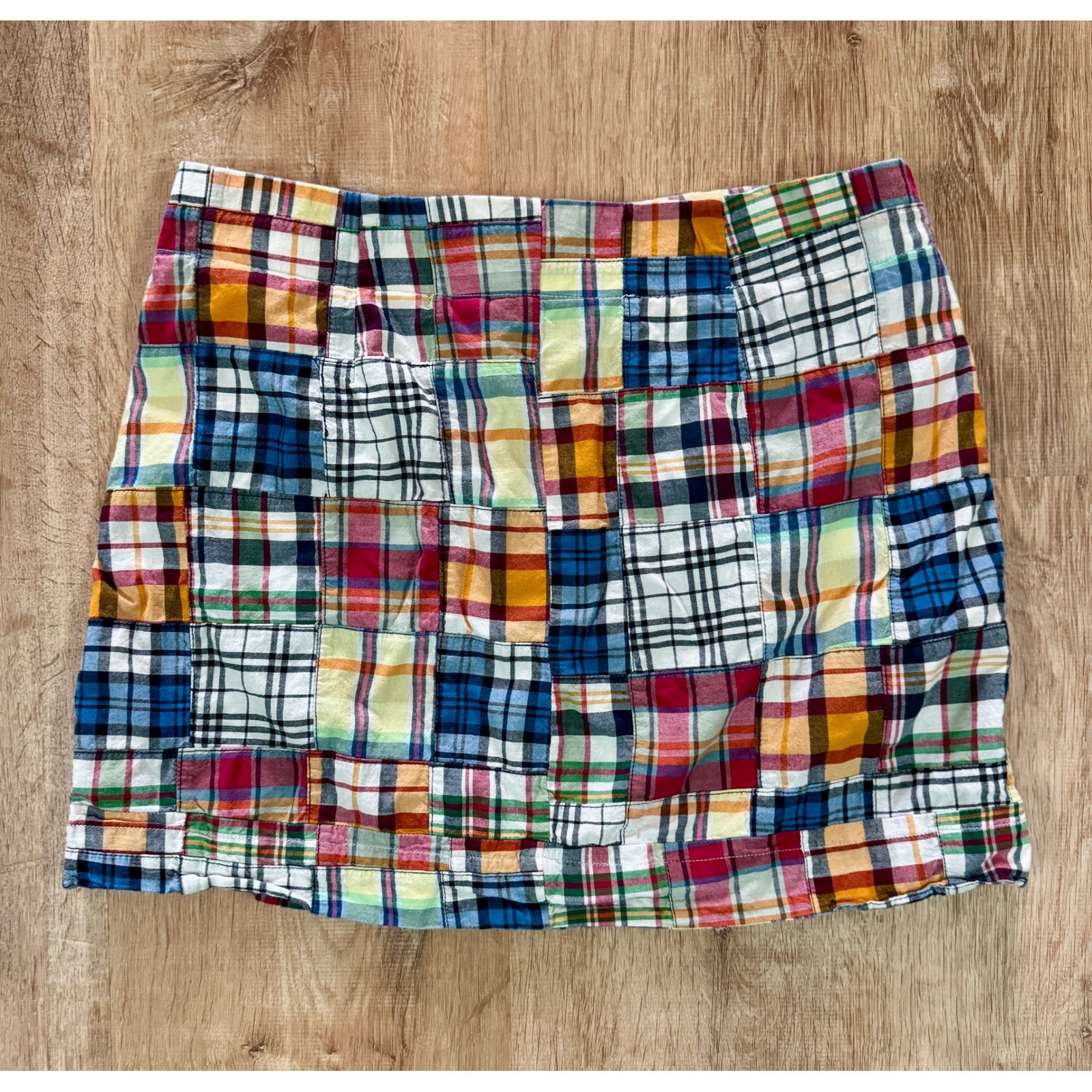 J. Crew Patchwork Mini Skirt Button Front Women's… - image 2