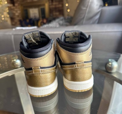 Size 7C - Air Jordan 1 High Og Retro Black Metallic Gold Kids