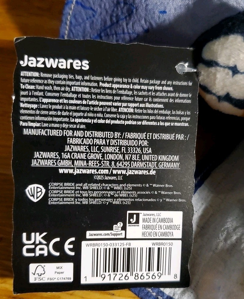 Warner Bros. Jazwares 8" Emily Plush from Corpse Bride - Super-soft and Huggable