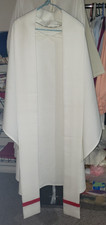 CLERGY OFFICIANT VESTMENT UNADORNED CHASUBLE  STOLE W/RED VELVET IMPERFECT 7