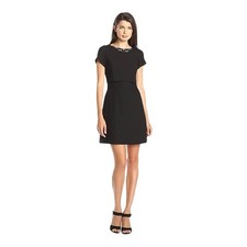 Vince Camuto Black Embellished-Neck Pop-Over Fit-and-Flare Dress Women's 8 NEW