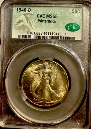 1946-D Walking Liberty Half Dollar PCGS MS65 CAC WitterBrick Gem BU Silver 50C