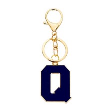 Initial Letter Keychain, Alphabet Letter A-Z Keyring, Blue Q 