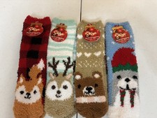 NWT Women's Shine Holiday Christmas 4 Pack Assorted Cozy Fuzzy Socks Size 5-10