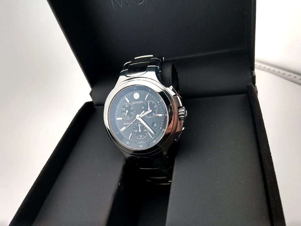 Movado Men's Series 800 SS/Blk Dial Chronograph Watch Model #84.C5.1897.0~Superb - Image 3 of 4