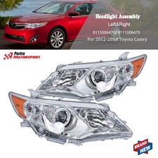 Front Headlight Pair Set For Toyota Camry 2012-2014 Headlamps Assembly Lr Clear