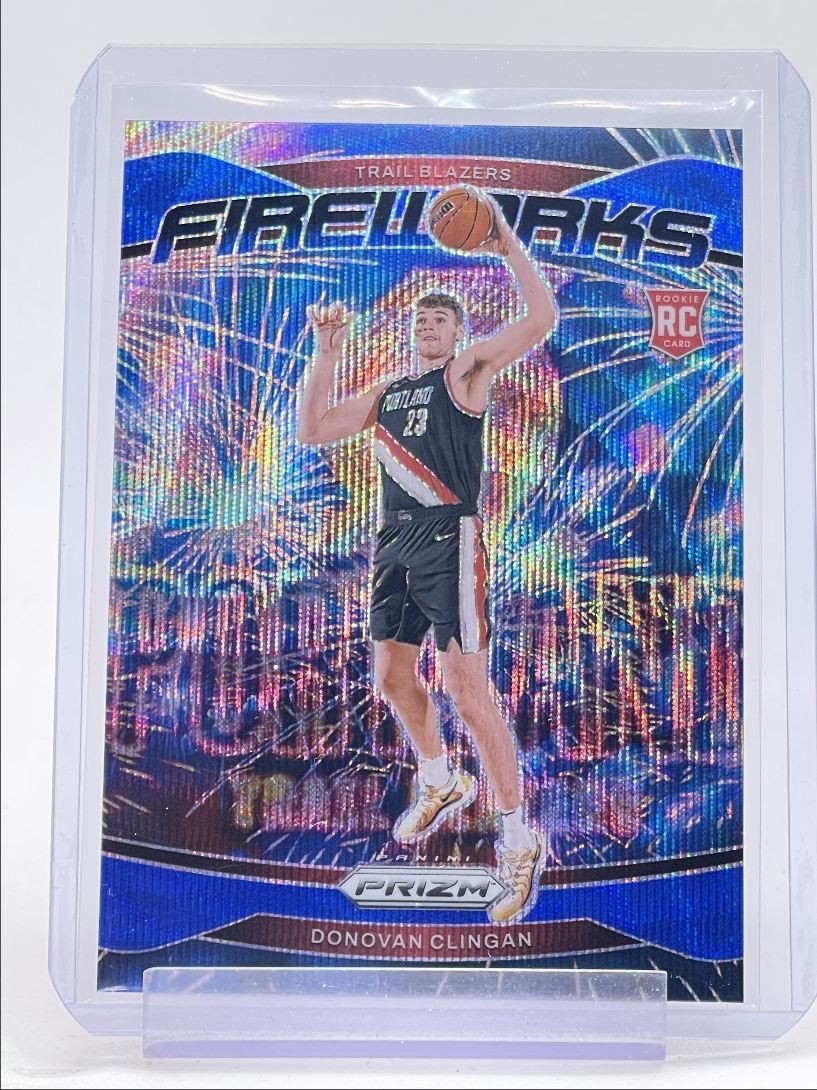 DONOVAN CLINGAN 2024-25 PRIZM FIREWORKS ROOKIE BLUE WAVE RC /175 Q5118