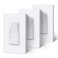 Dimmer Light Switch,3 Way Dimmable Switch with Screwless Wallplate,  3 Pack, Whi