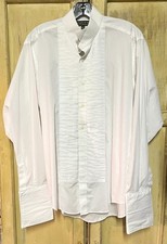 Joeseph  Feiss Men's Pleated Long Sleeve White Tuxedo Shirt L 16 1/2 34-35 EX 