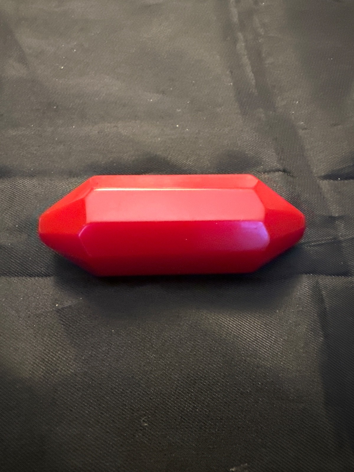 Vintage Art Deco Style Red Bakelite Brooch - Faceted Geometric Chunky Pin