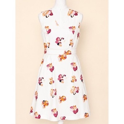 nicole miller cotton dress Nicole Miller Watercolor Floral Fit Flare Dress Size 10 Cotton Pockets