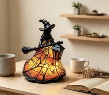 Halloween Witch Lamp Resin Handicrafts Decor Table Centerpiece Home New