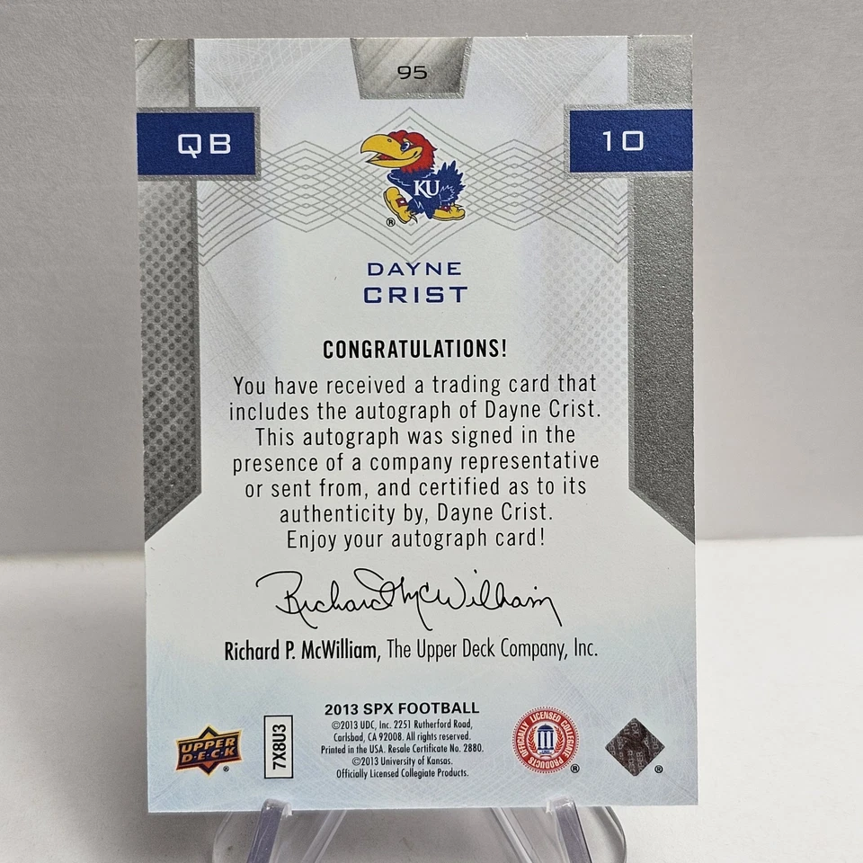 Dayne Crist 2013 Upper Deck SPx #95 Autograph SN /299 - Image 2 of 2
