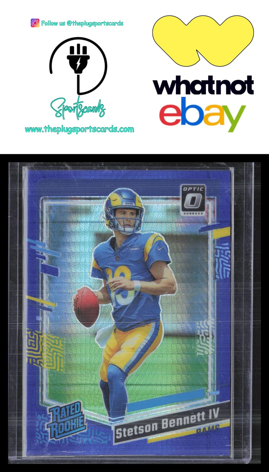 2023 Donruss Optic #267 Stetson Bennett Blue Hyper RC Los Angeles Rams
