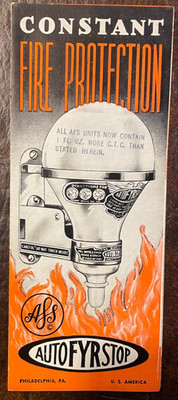 Auto Fyr Stop Fire Glass Extinguisher Brochure price list 1944 and more RARE