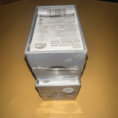 (2) Hubbell 1-Gang Weatherproof Deep Boxes, Three 1 in. Threaded Outlets, Gray