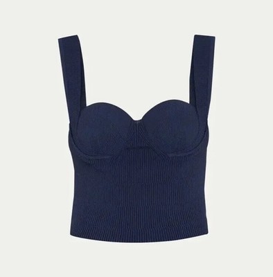 Altuzurra Navy Nyneve ribbed Bustier Crop top sz XS