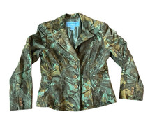 Doncaster Sport Tapestry Jacket Blazer Green Floral Womens Sz 2 Vintage Y2K