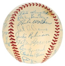 Beautiful Jackie Robinson 1951 Brooklyn Dodgers Team Signed Baseball Beckett COA