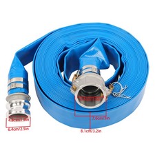 2" ID 50 ft Pool Backwash Hose Heavy Duty Reinforced Blue PVC Lay Flat Water