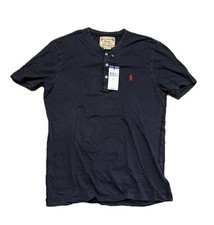 Polo Ralph Lauren Short Sleeve Cotton Henley Shirt Blue Size Small NWT Y2K