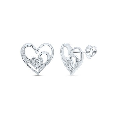 Offenes Herz-Ohrstecker 0,1 kt natürlicher Diamant 10 kt Weißgold