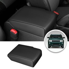 For Jeep Grand Cherokee 2007-10 Center Console Lid Armrest Cover Leather Black