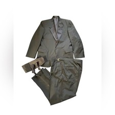 VTG Black Tuxedo Sz 42L Jacket Pants 36-38    Cummerbund  2 Bow Ties Wedding