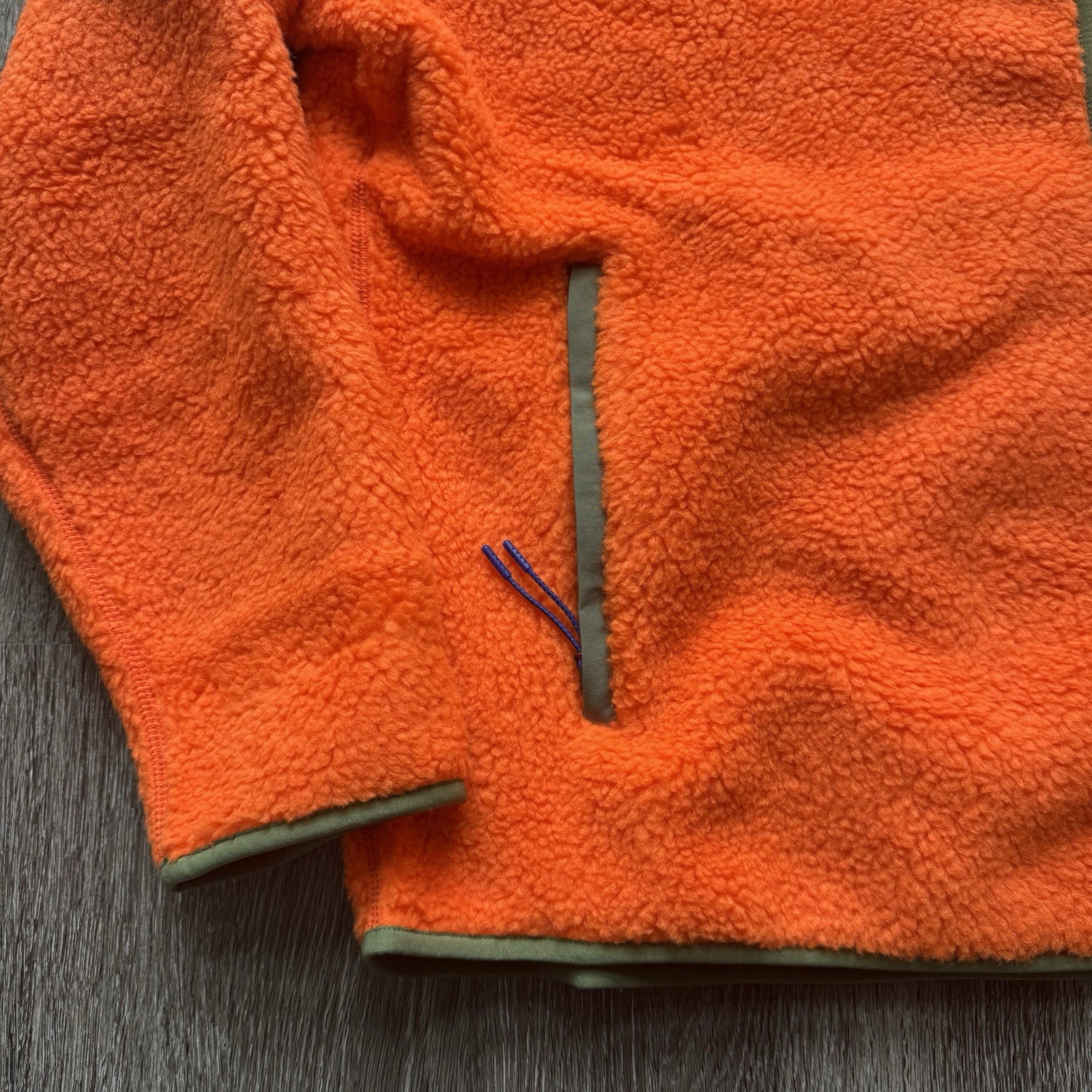 Polo Ralph Lauren Bonded Pile Fleece Jacket Sailing Voyager Orange /Green Sz XL